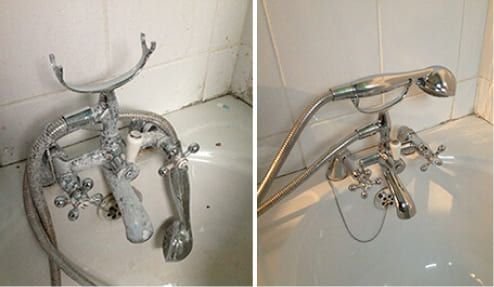 Customer review photo — before and after scrubbing with Synoshi Pro