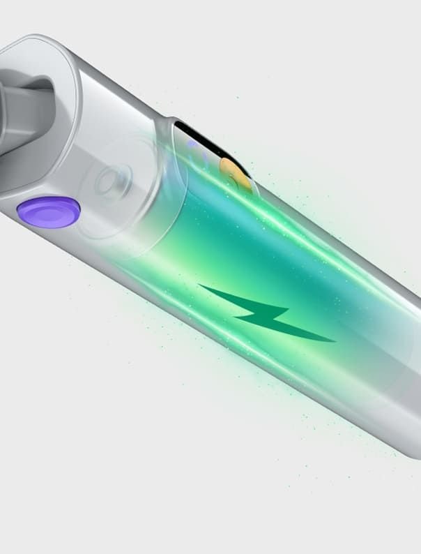 Synoshi Pro running on battery — up to 2 hours of cordless cleaning